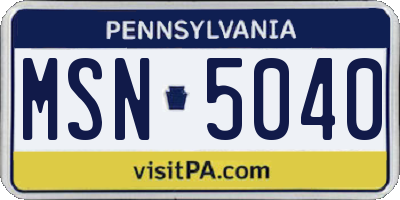 PA license plate MSN5040