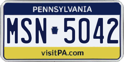 PA license plate MSN5042