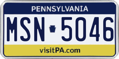 PA license plate MSN5046