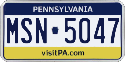 PA license plate MSN5047