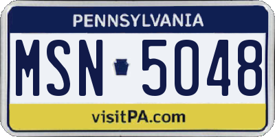 PA license plate MSN5048