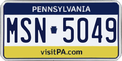 PA license plate MSN5049