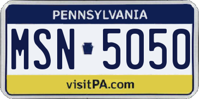 PA license plate MSN5050