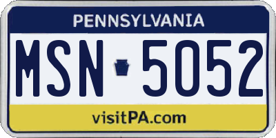 PA license plate MSN5052