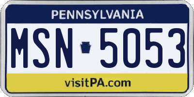 PA license plate MSN5053