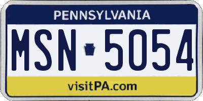 PA license plate MSN5054