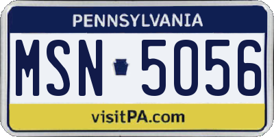 PA license plate MSN5056
