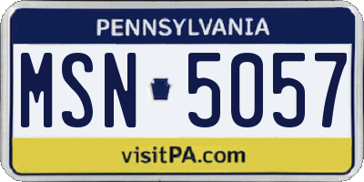 PA license plate MSN5057