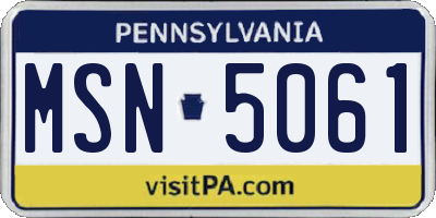 PA license plate MSN5061
