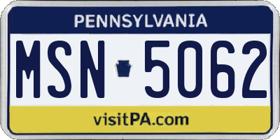 PA license plate MSN5062