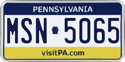 PA license plate MSN5065