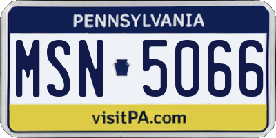 PA license plate MSN5066