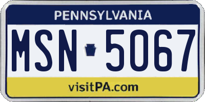 PA license plate MSN5067