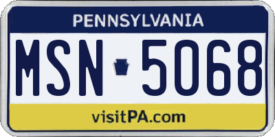 PA license plate MSN5068