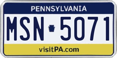 PA license plate MSN5071