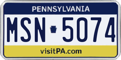 PA license plate MSN5074