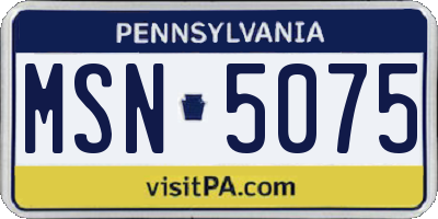 PA license plate MSN5075