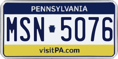 PA license plate MSN5076