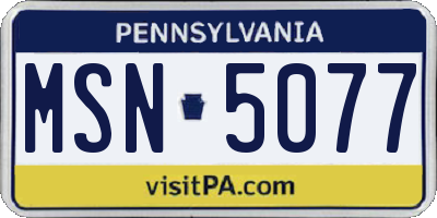 PA license plate MSN5077