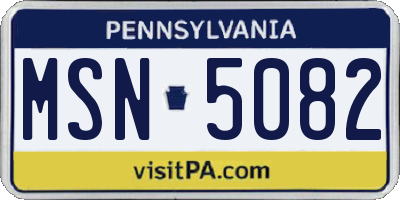 PA license plate MSN5082