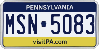 PA license plate MSN5083