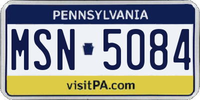 PA license plate MSN5084