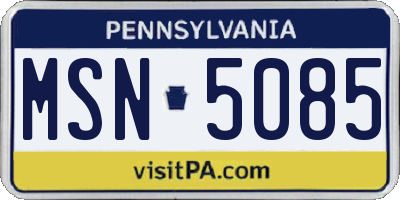 PA license plate MSN5085