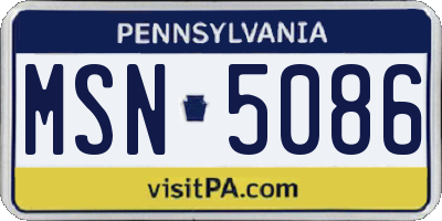 PA license plate MSN5086
