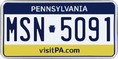 PA license plate MSN5091