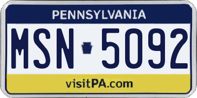 PA license plate MSN5092