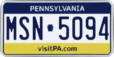 PA license plate MSN5094
