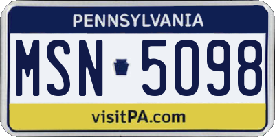 PA license plate MSN5098