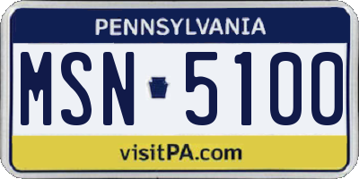 PA license plate MSN5100