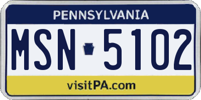 PA license plate MSN5102