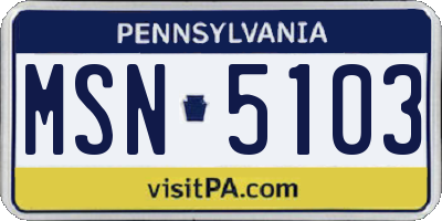 PA license plate MSN5103