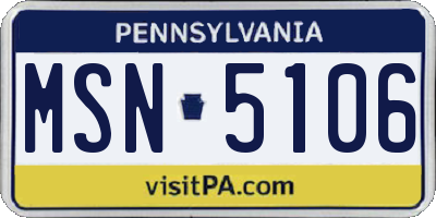 PA license plate MSN5106