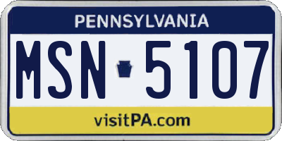 PA license plate MSN5107