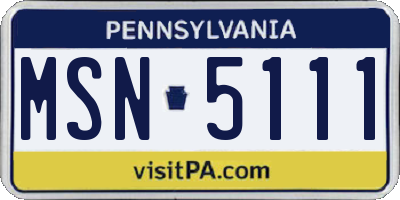 PA license plate MSN5111