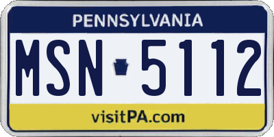 PA license plate MSN5112