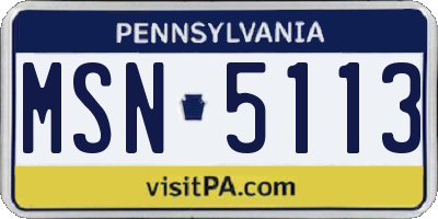 PA license plate MSN5113