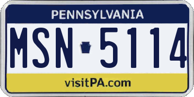 PA license plate MSN5114