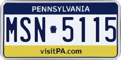 PA license plate MSN5115