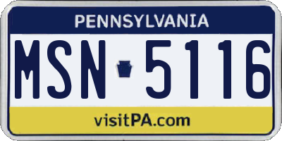 PA license plate MSN5116