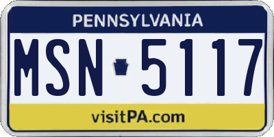 PA license plate MSN5117