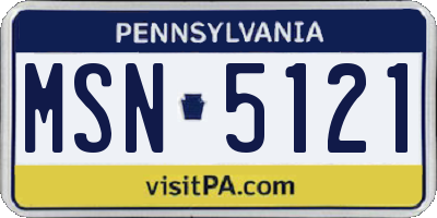 PA license plate MSN5121