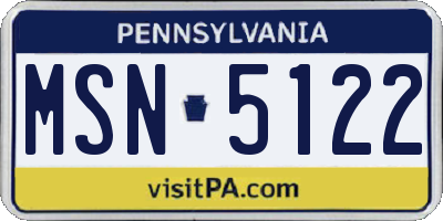 PA license plate MSN5122