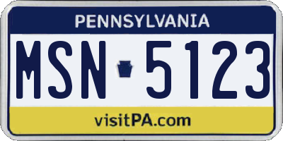 PA license plate MSN5123