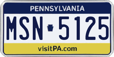PA license plate MSN5125