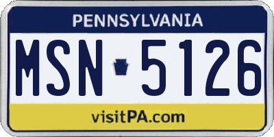 PA license plate MSN5126