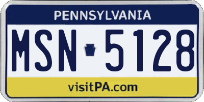 PA license plate MSN5128